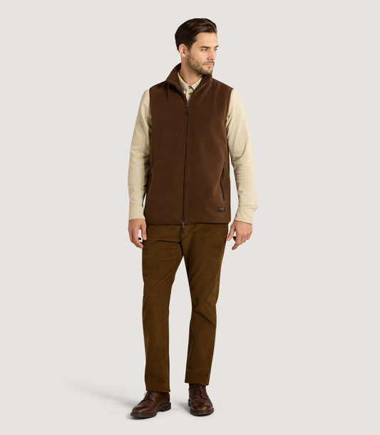 Men's Fleece Gilet in Walnut