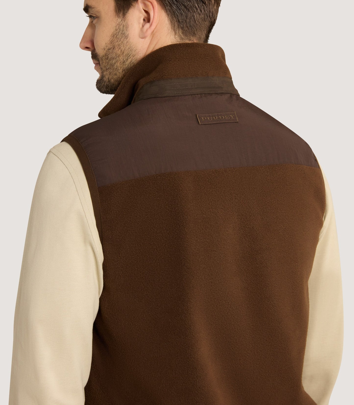Men's Fleece Gilet in Walnut