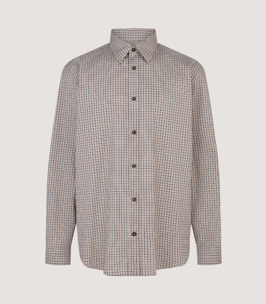 Men's Cotton Check Shirt in Taupe