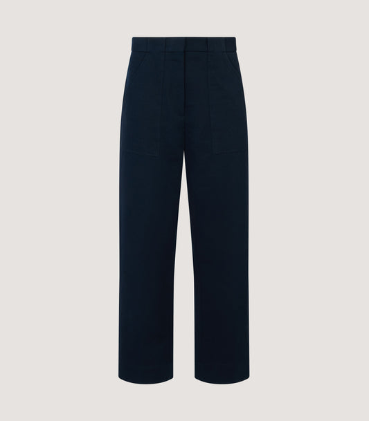 Women's Cotton Patch Pocket Trousers in Midnight