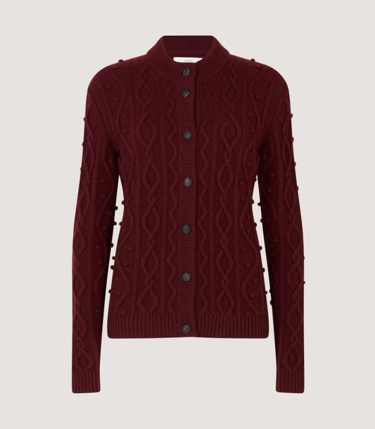 Women's Cashmere Aran Cardigan in Audley Red