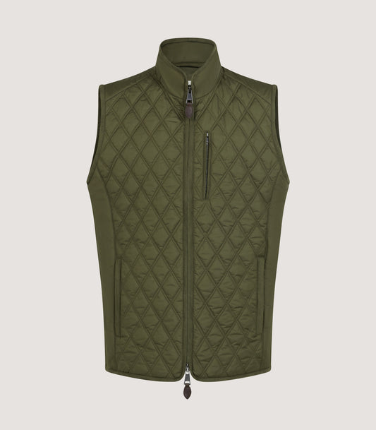 Men's Moorland Light Quilt Gilet in Dark Olive