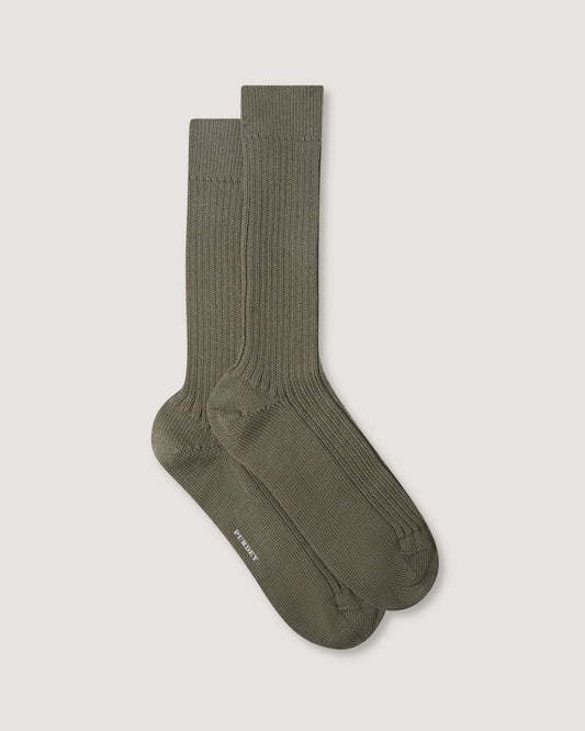 Ribbed Knit Wool Blend Sock in Moss