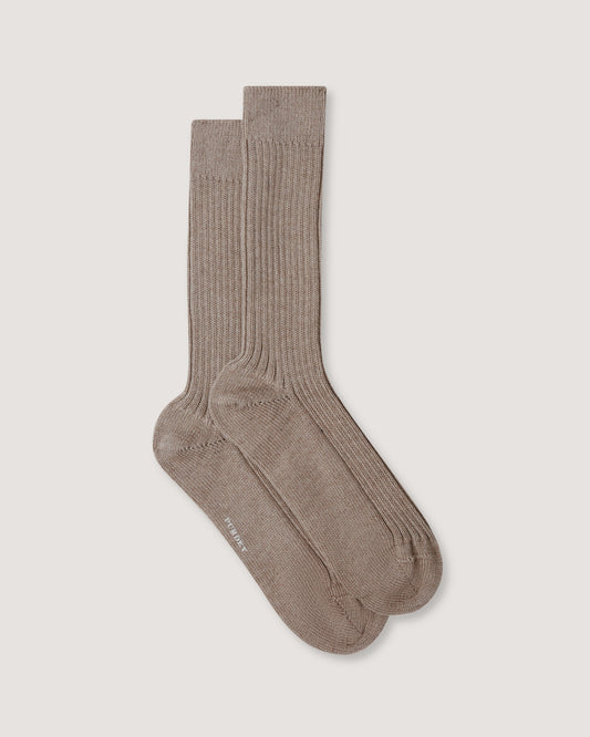 Ribbed Knit Wool Blend Sock in Oatmeal
