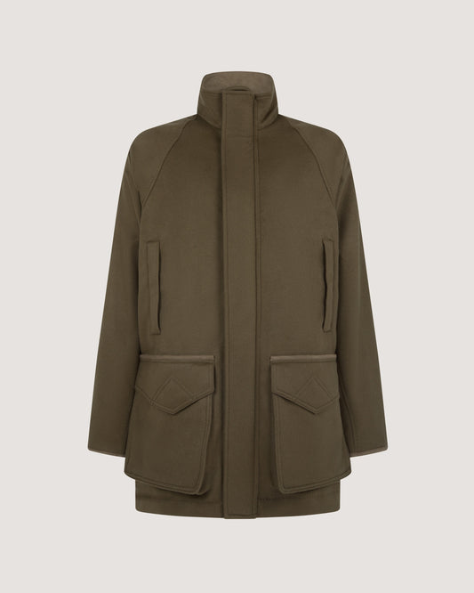 Men's Cashmere Mix Raglan Field Coat in Otter
