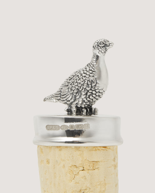 Sterling Silver Grouse Bottle Stopper in Silver