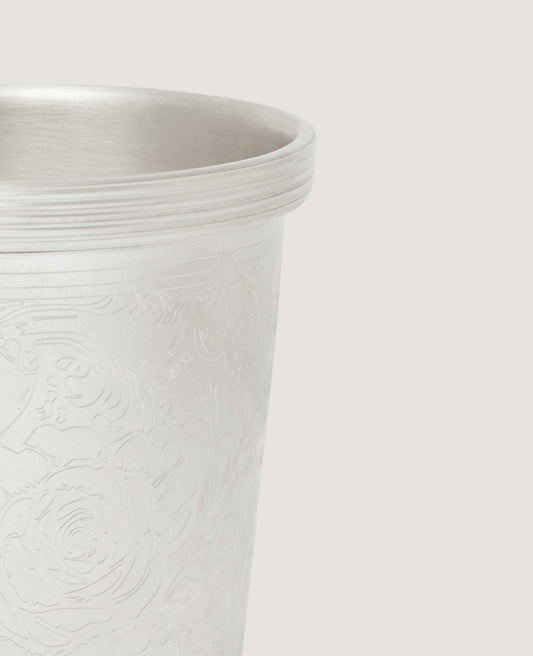 Rose and Scroll Cocktail Stick Cup in Silver