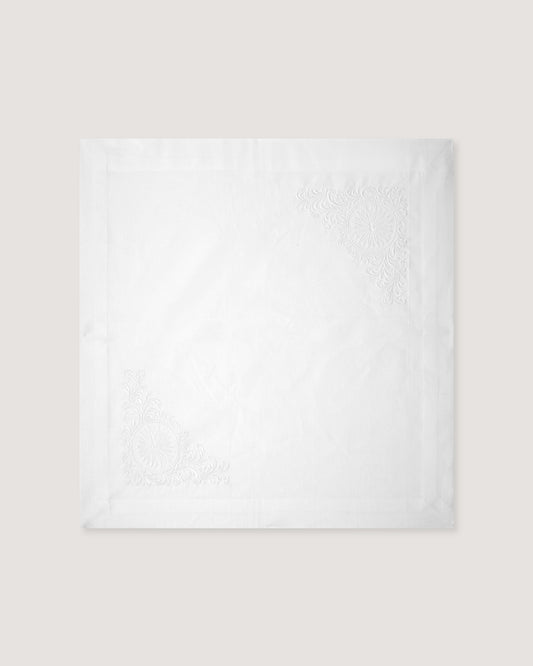 Rose and Scroll Dinner Napkin in White