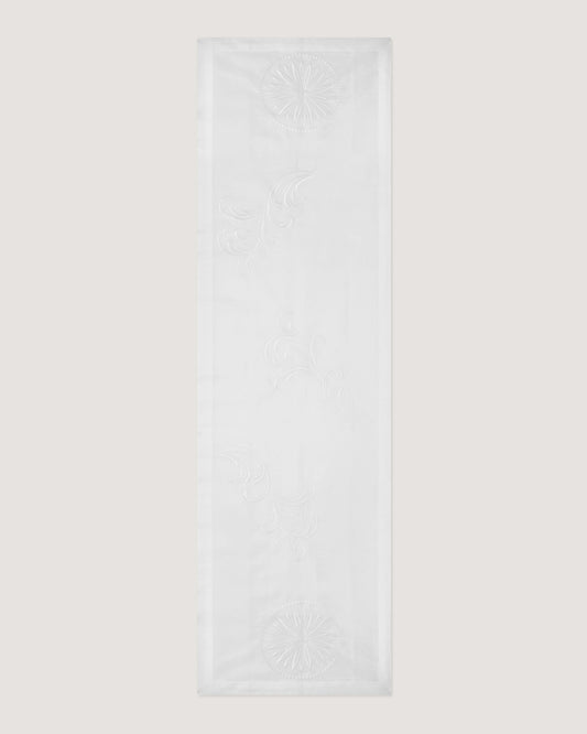 Rose and Scroll Large Table Runner in White