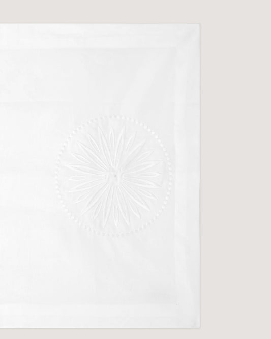 Rose and Scroll Large Table Runner in White