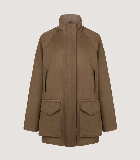 Women's Cashmere Mix Raglan Field Coat in Otter