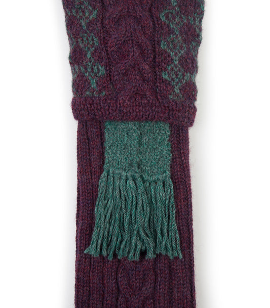 Penberth Chequered Alpaca Field Sock In Purple Heather