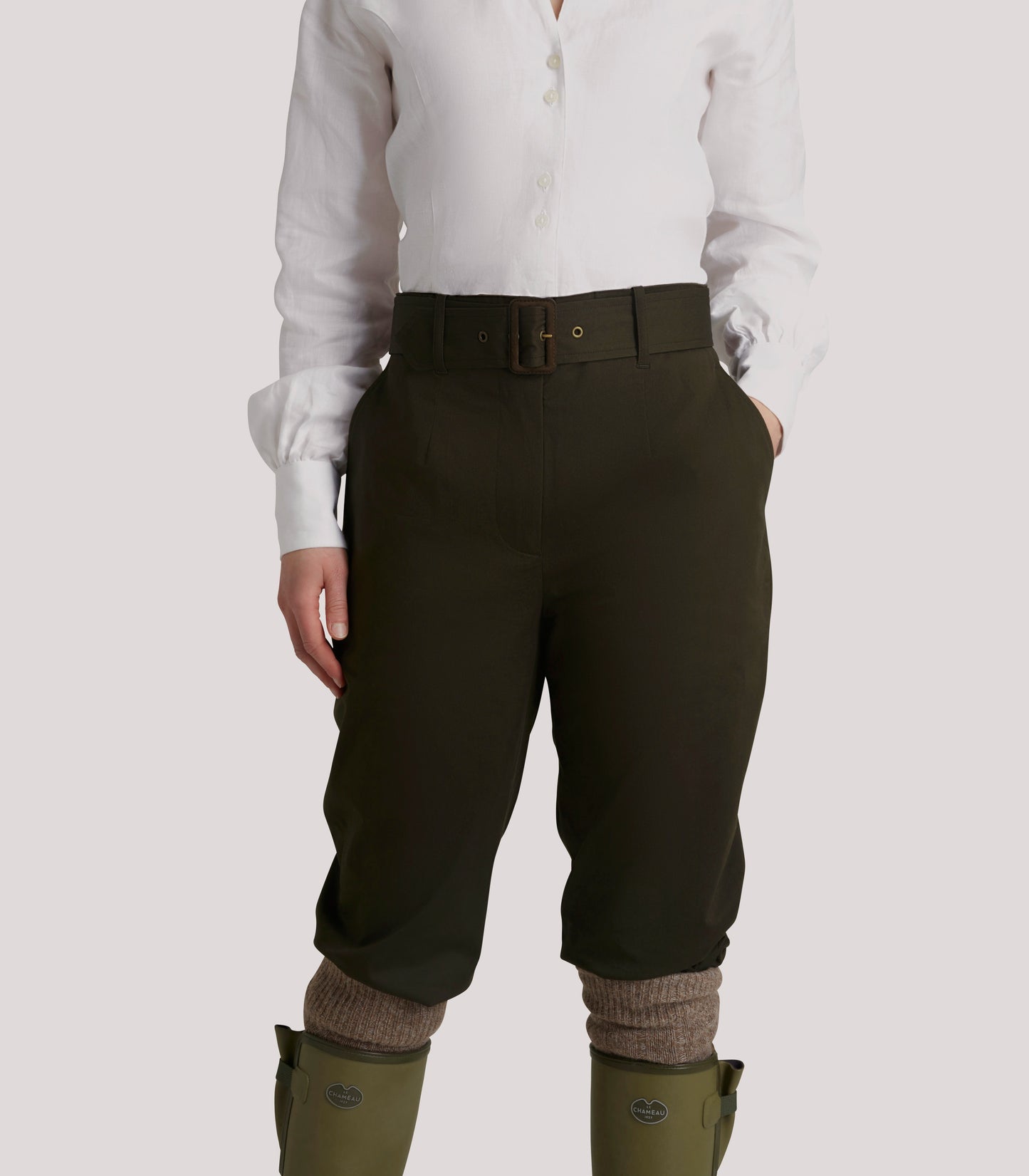 Women's High Waisted Cotton Breeks In Dark Green