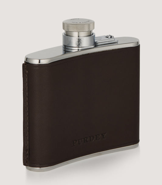 4oz Leather Flask In Dark Brown