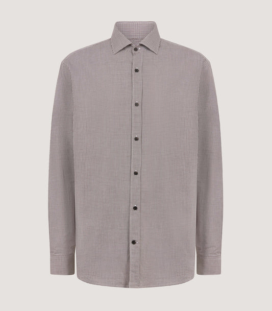 Men's Cotton Shirt With Horn Buttons in Peppercorn