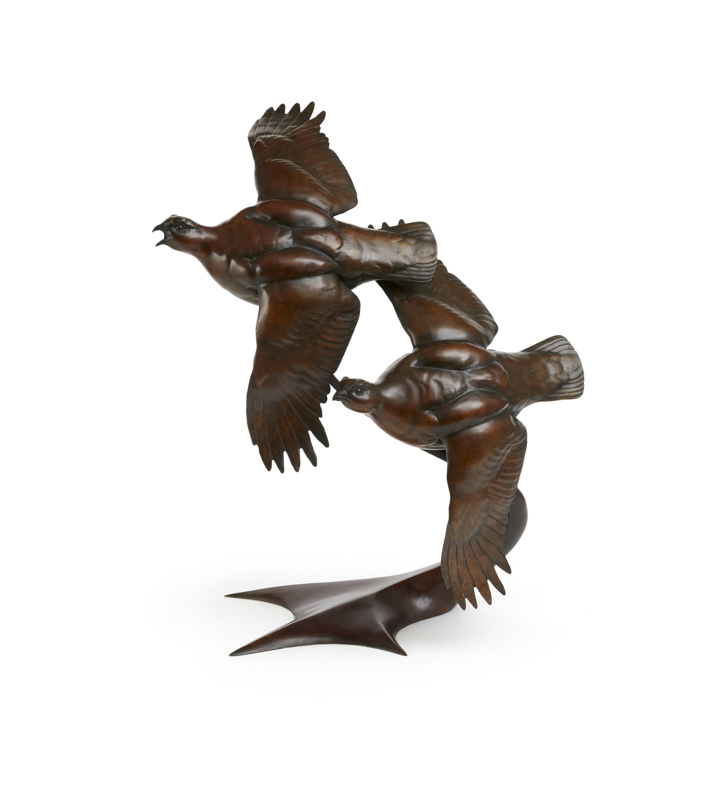 Grouse Pair In Flight - A Glasby In Bronze