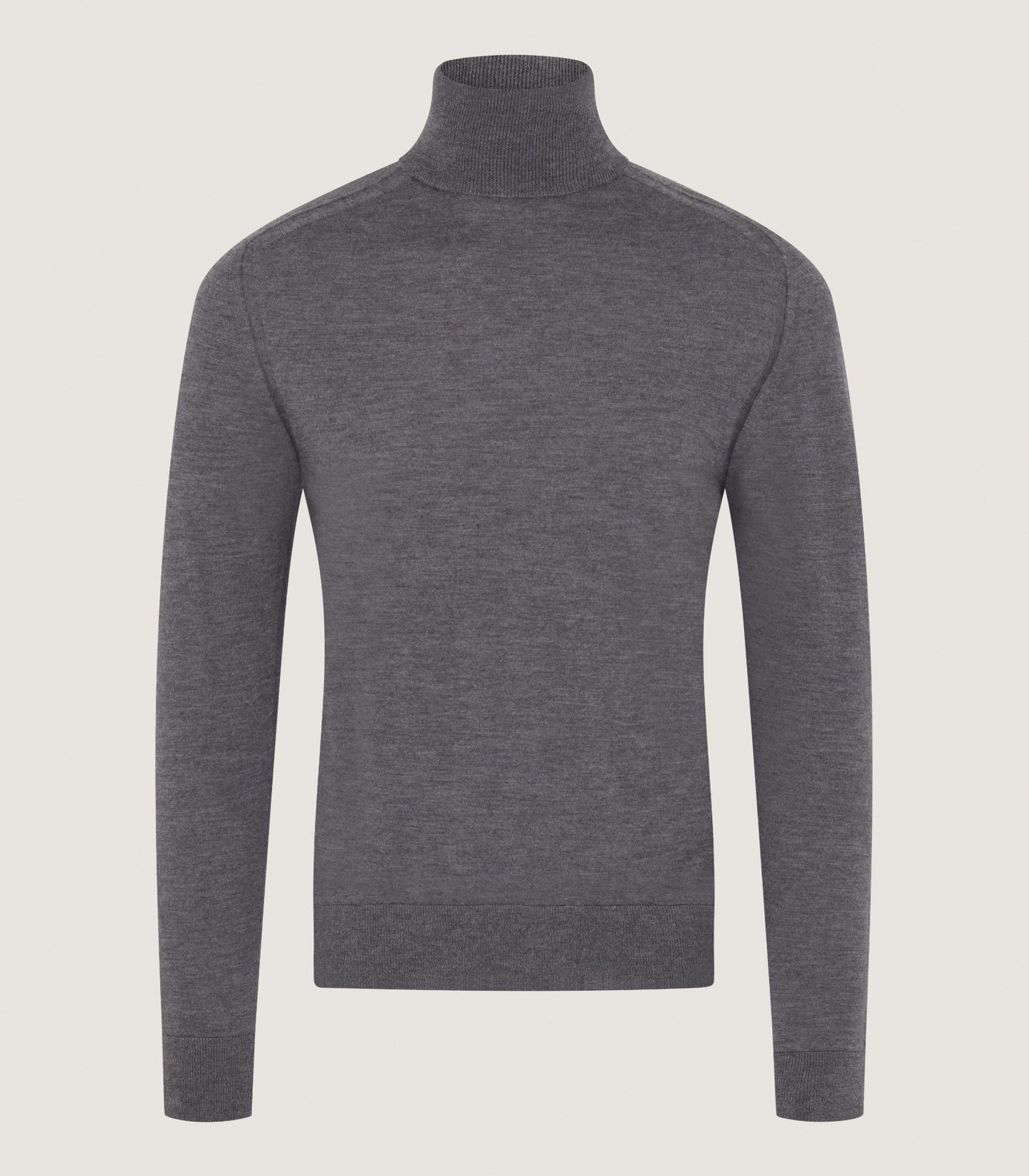 Men's Extra Fine Worsted Cashmere Seamless Turtleneck In Flannel Grey