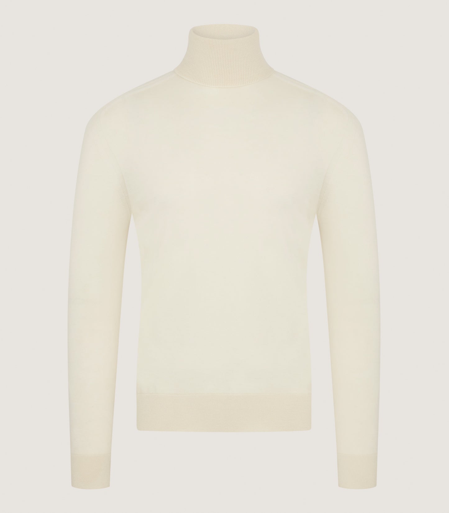 Men's Extra Fine Worsted Cashmere Seamless Turtleneck In Ivory