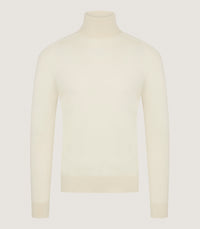 Men's Extra Fine Worsted Cashmere Seamless Turtleneck In Ivory