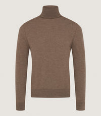 Men's Extra Fine Worsted Cashmere Seamless Turtleneck In Taupe