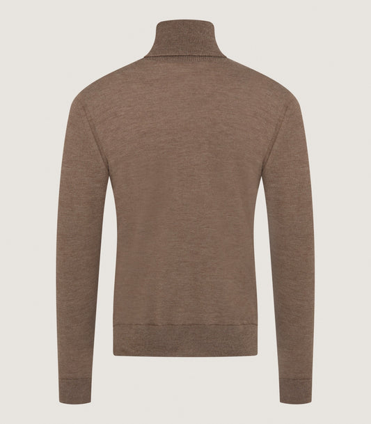 Men's Extra Fine Worsted Cashmere Seamless Turtleneck In Taupe