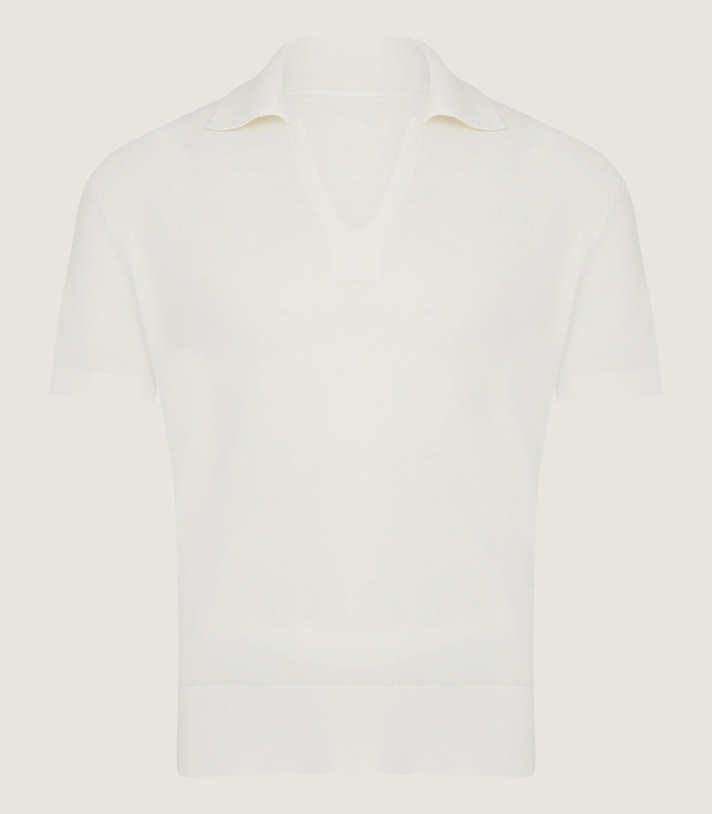 Men's Seed Stitch Polo In Ivory