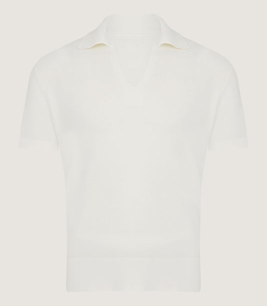 Men's Seed Stitch Polo In Ivory