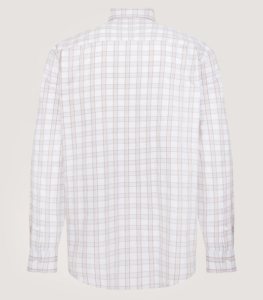 Men's Light Cotton Check Button Down Shirt In Taupe