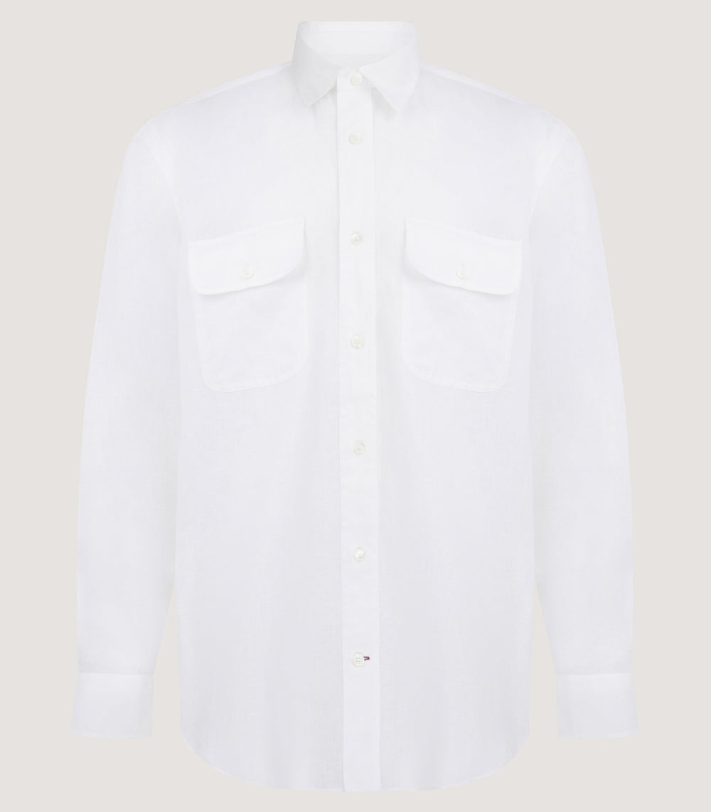 Men's Handkerchief Linen Double Pocket Shirt