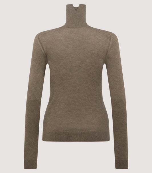 Women's Extra Fine Worsted Cashmere Turtleneck In Light Taupe