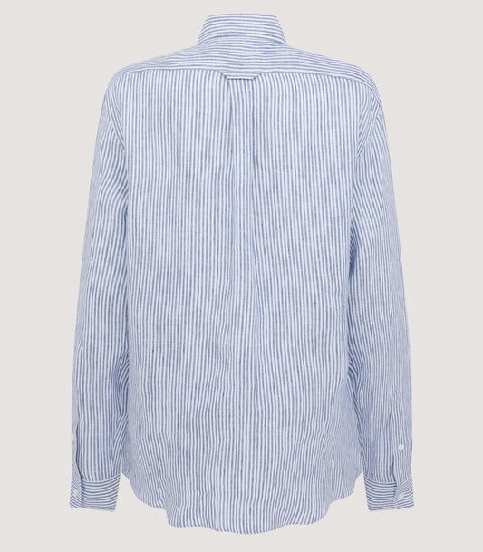 Women's Linen Oxford Stripe Button Down Shirt