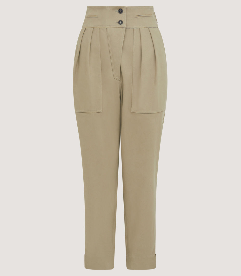 Women's Brushed Cotton Twill Paddock Trousers In Khaki