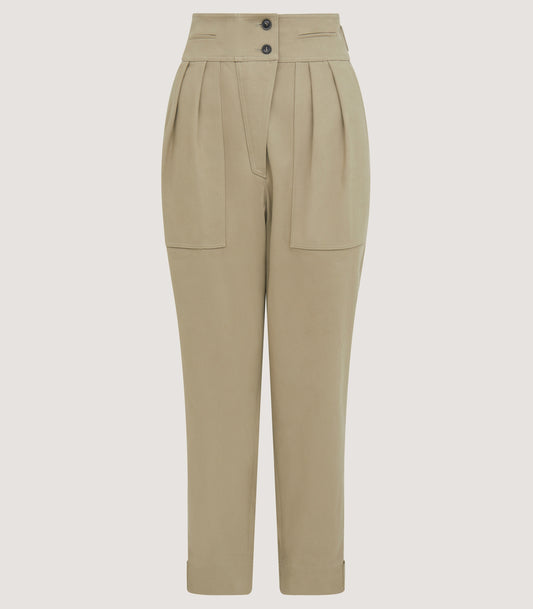 Women's Brushed Cotton Twill Paddock Trousers In Khaki