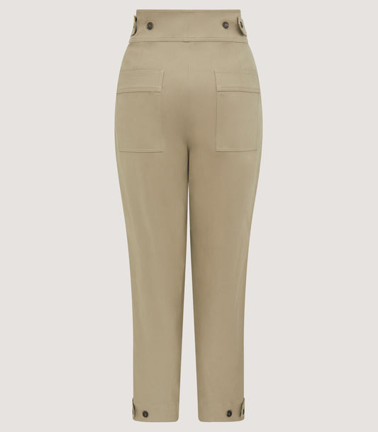 Women's Brushed Cotton Twill Paddock Trousers In Khaki