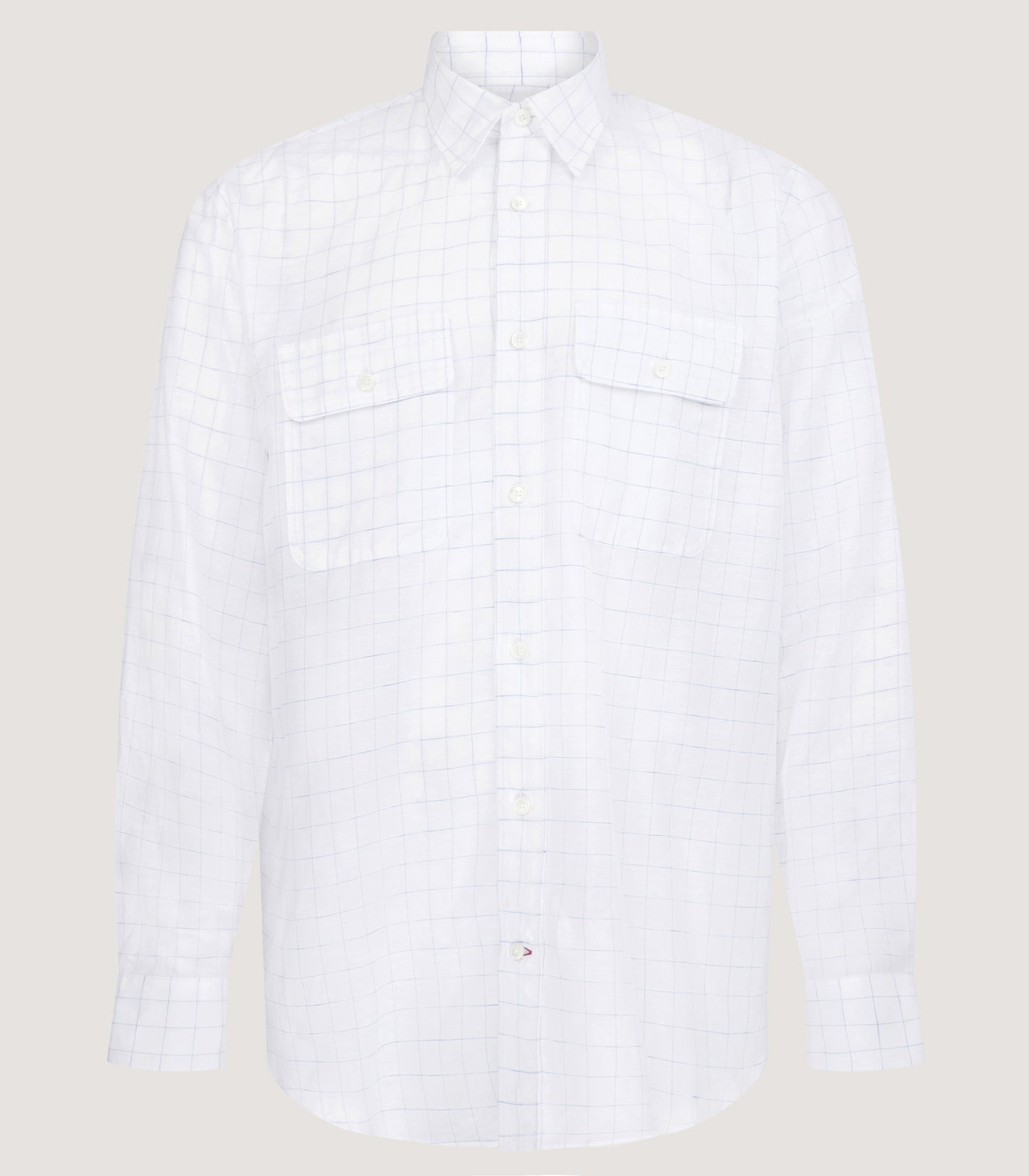 Men's Linen Cotton Fine Windowpane Double Pocket Shirt