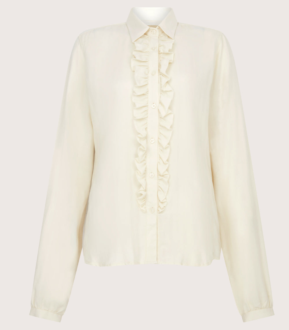 Women's Cashmere Frill Detail Shirt In Cream