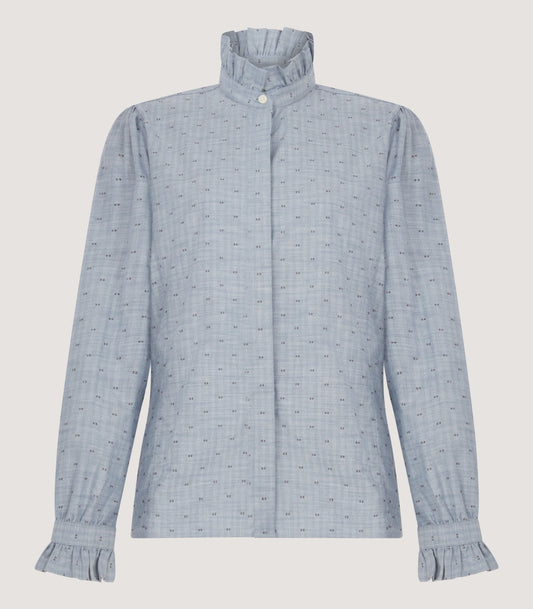 Women's Pie Crust Spotted Shirt In Light Blue