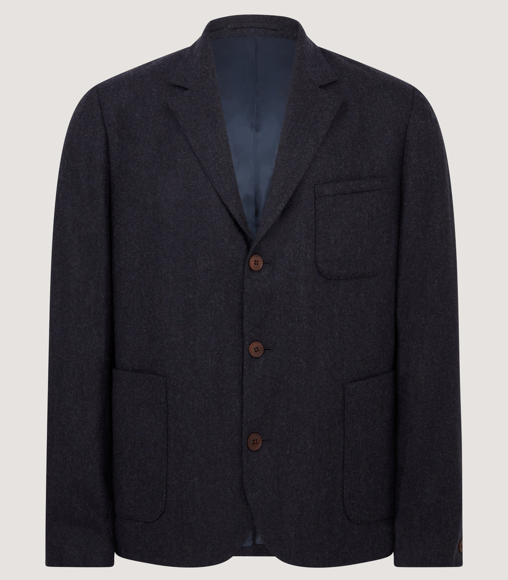 Men's Mayfair Tweed Jacket In Navy Herringbone