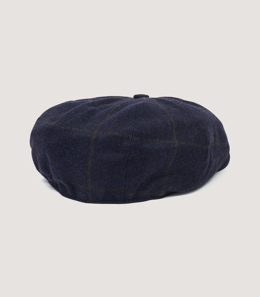 Dalby Check Loden Bakerboy Cap In Navy