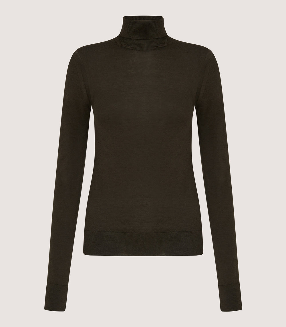 Women's Extra Fine Worsted Cashmere Turtleneck In Loden