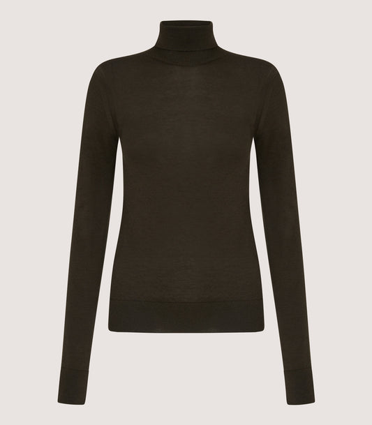 Women's Extra Fine Worsted Cashmere Turtleneck In Loden