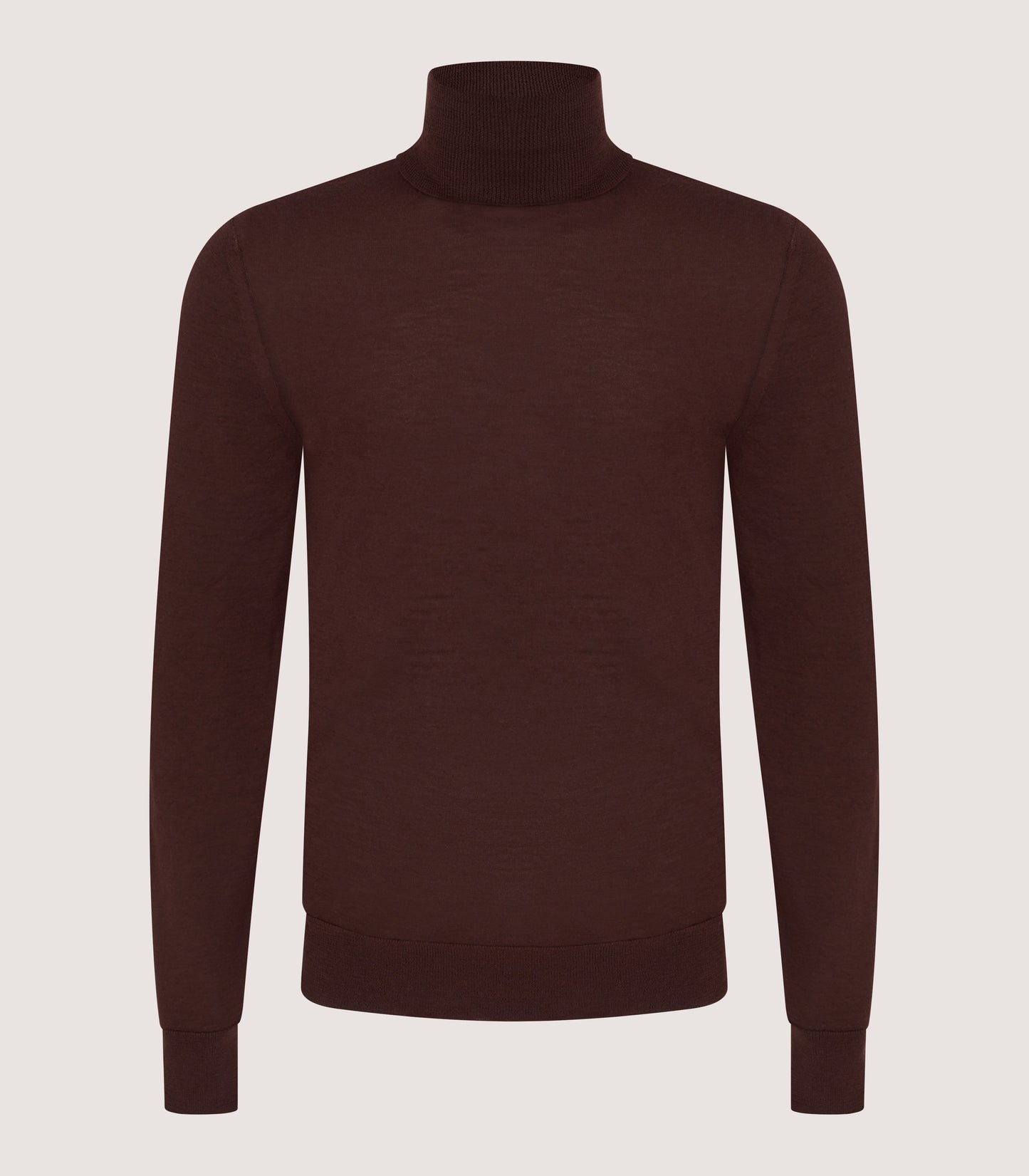 Men's Extra Fine Worsted Cashmere Seamless Turtleneck In Dark Umber