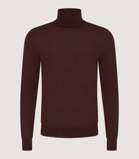 Men's Extra Fine Worsted Cashmere Seamless Turtleneck In Dark Umber