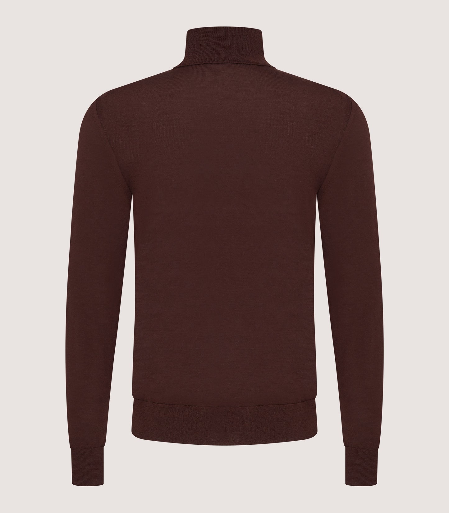 Men's Extra Fine Worsted Cashmere Seamless Turtleneck In Dark Umber