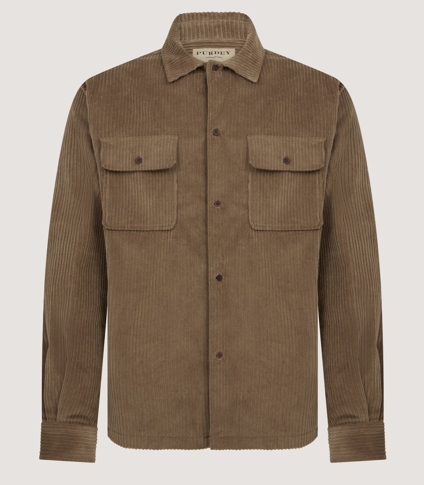 Men's Action Fit Cord Overshirt In Bark