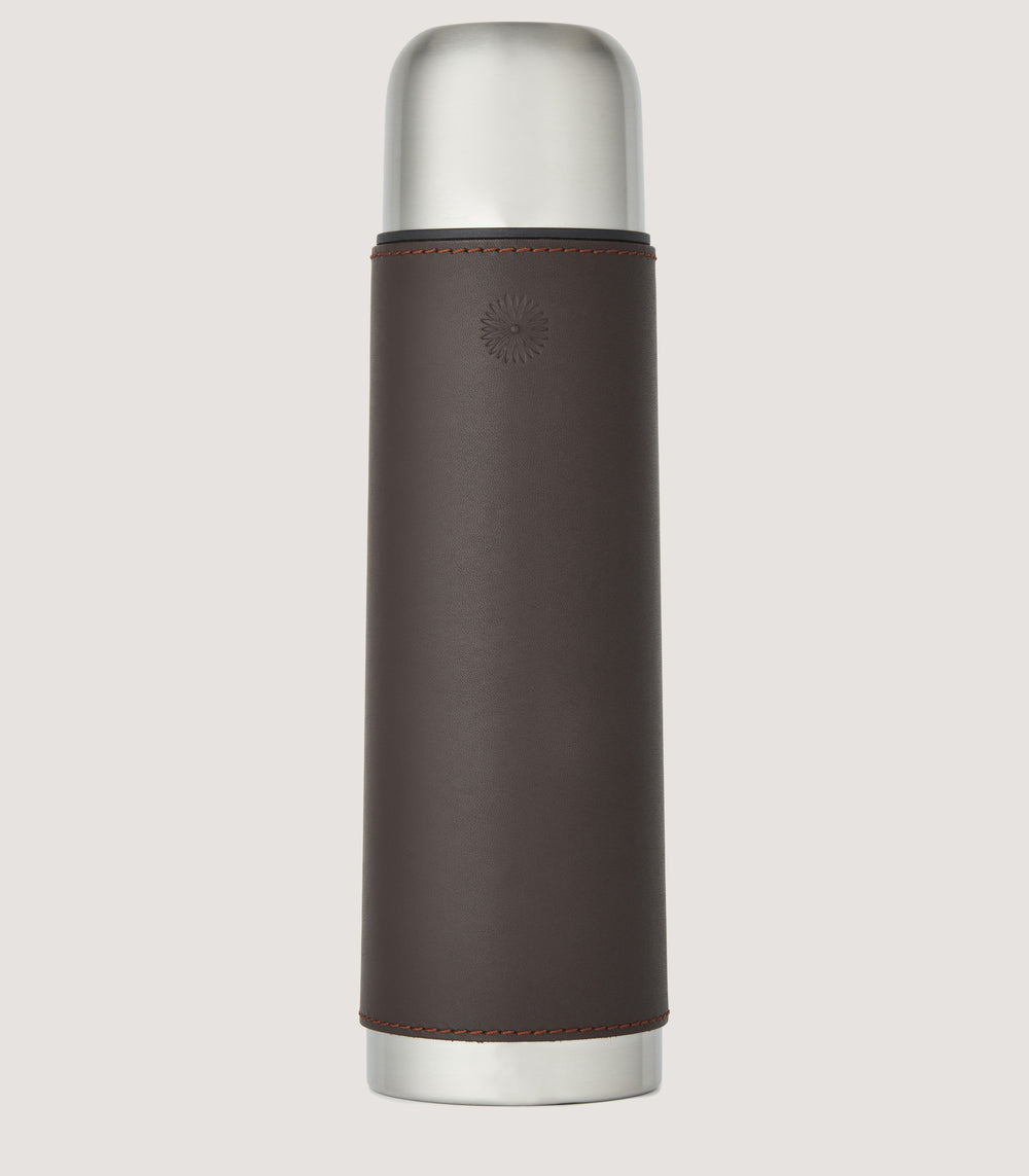 Leather Thermos Flask In Brown