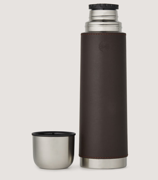 Leather Thermos Flask In Brown