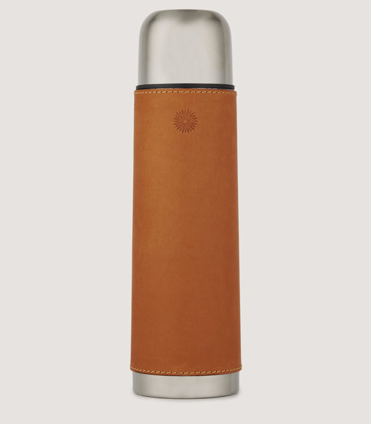 Leather Thermos Flask In Tan