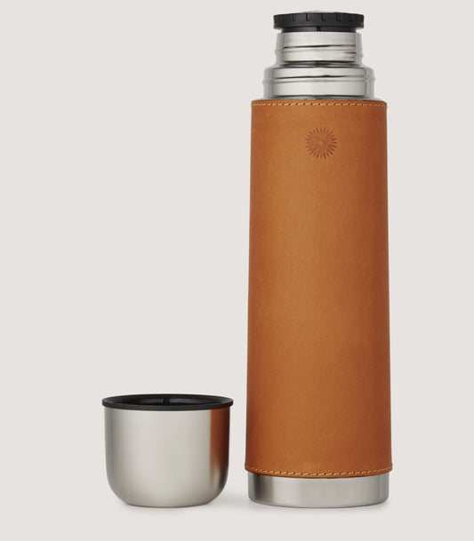 Leather Thermos Flask In Tan