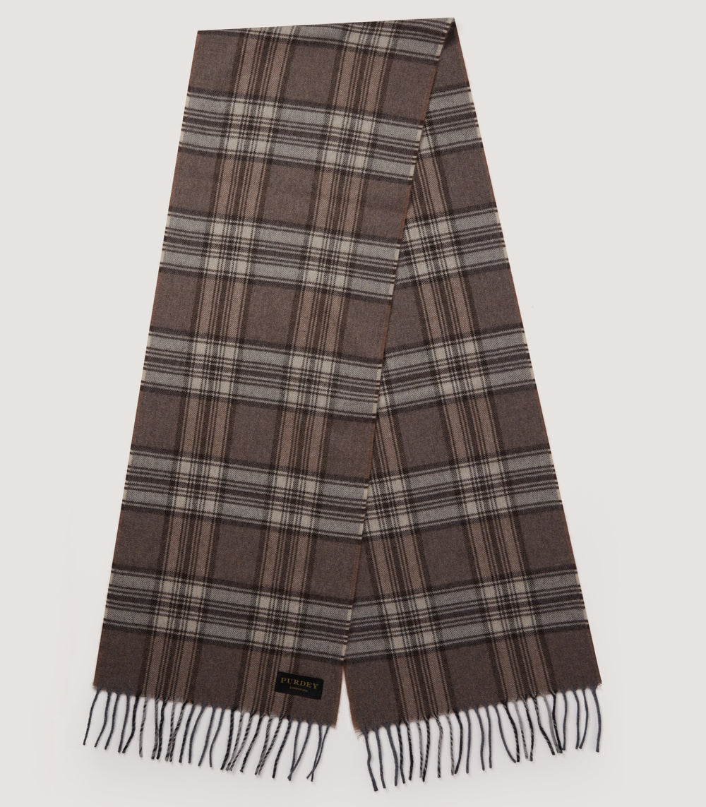 Cashmere Check Scarf In Natural